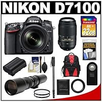 Nikon D7100 Digital SLR Camera & 18-105mm VR DX AF-S Zoom Lens with 55-300mm VR Lens + 500mm Tele Lens + 32GB Card + Battery + Backpack + Accessory Kit