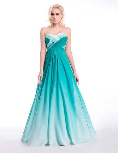 Formeller Abend Kleid - Farbverlauf Ballkleid Herzausschnitt Boden