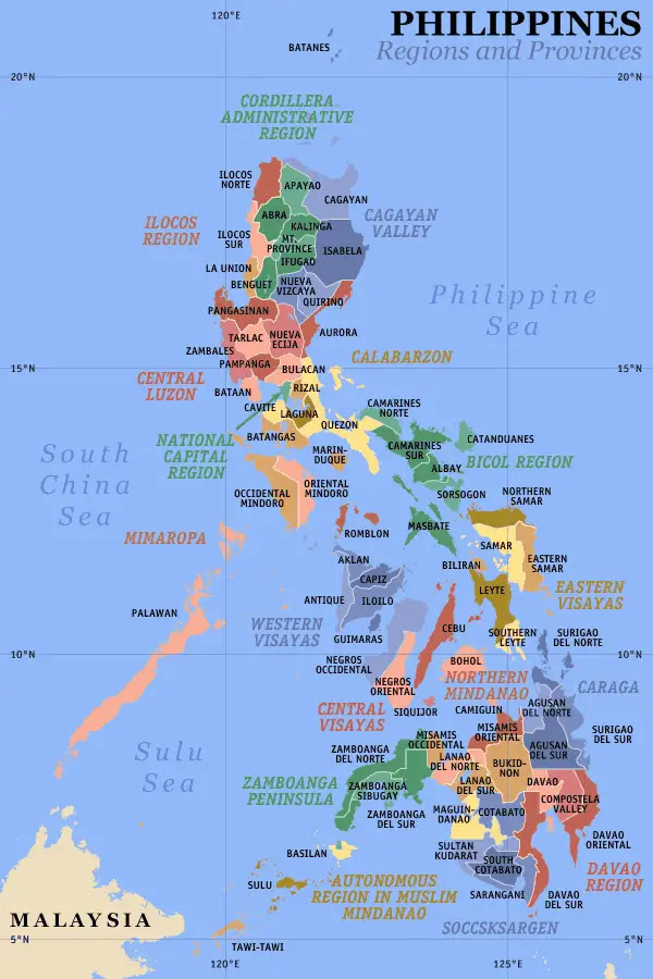 Philippine Map And Its Regions And Provinces Philippines Regions And Provinces • Mapsof.net