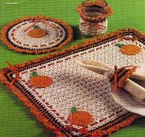 Kitchen on Free Crochet Pumpkin Kitchen Set Pattern   Crochet Potholders   Hot P