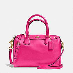 MINI BENNETT SATCHEL IN CROSSGRAIN LEATHER - COACH f36624 - IMITATION GOLD/PINK RUBY