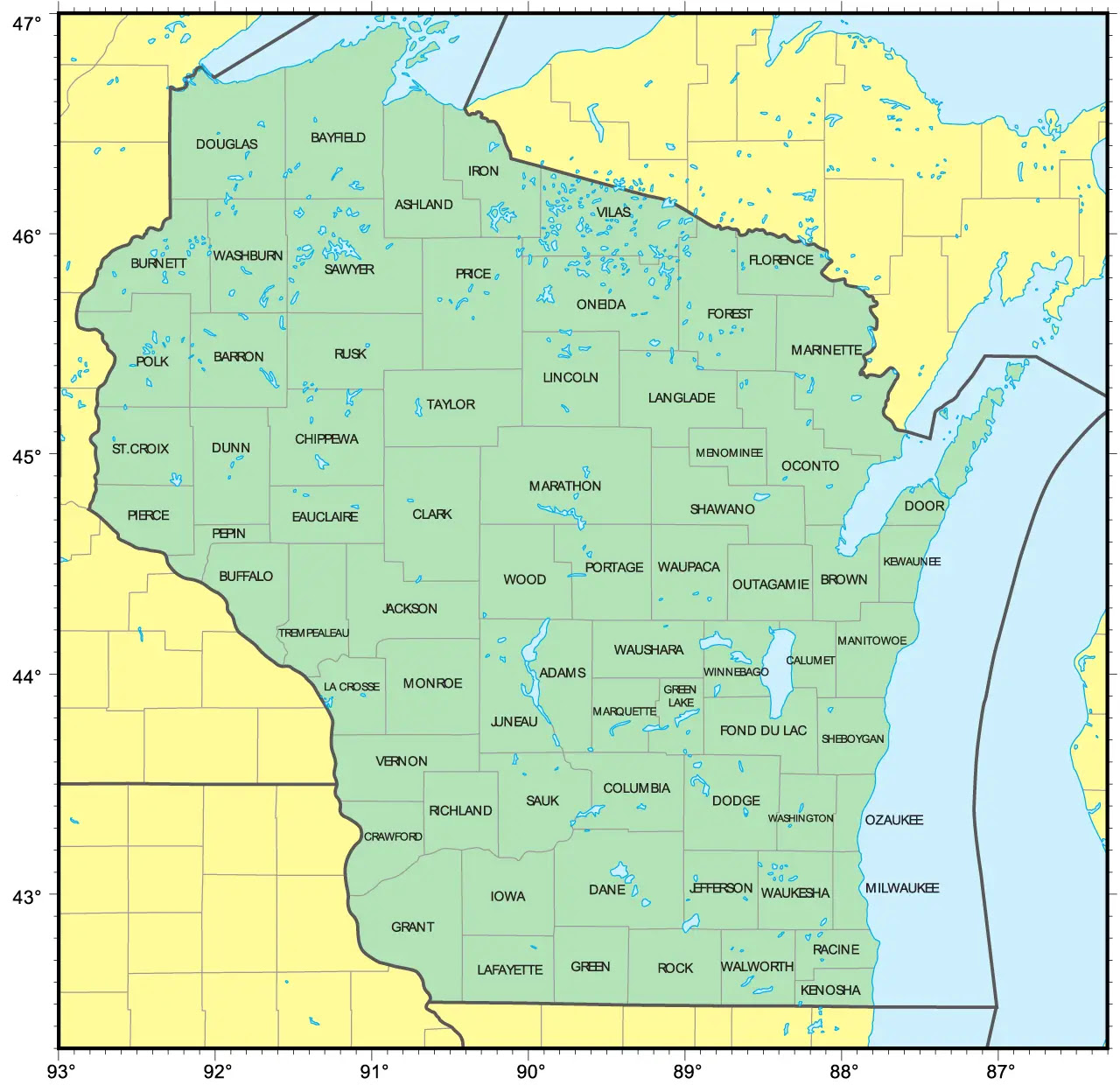 Counties Map Of Wisconsin Mapsof Net