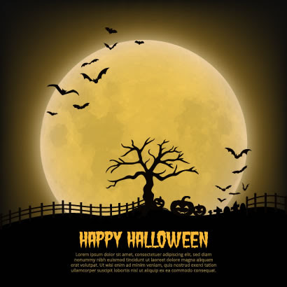 ハロウィン背景 月夜 かぼちゃランタンのイラストai Eps ベクタークラブ イラストレーター素材が無料