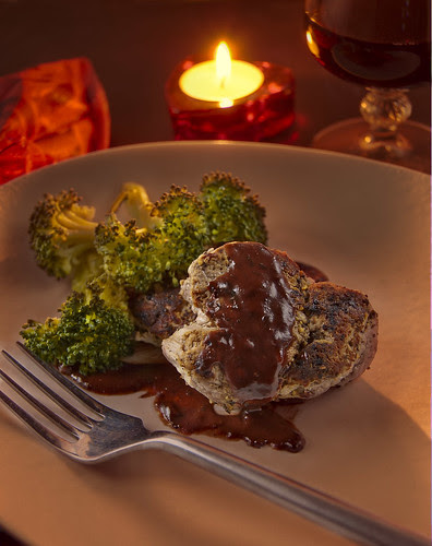 Peppered pork fillet with Peanut butter & pomegranate sauce