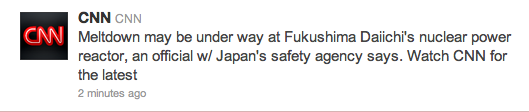 Tweet,Twitter,CNN,Japan,nuclear meltdown,Fukushima
