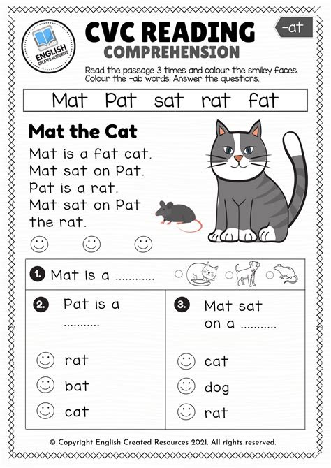  cvc words reading comprehension english created resources