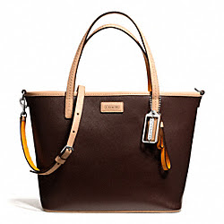 PARK METRO LEATHER SMALL TOTE - COACH f25663 - SILVER/MAHOGANY