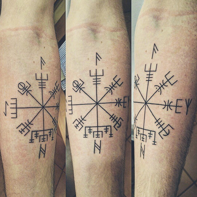 of raven white symbol Eihwaz Anthony Ansuz, First w/ and  Algiz,   Hagalaz Tattoo Vegvisir