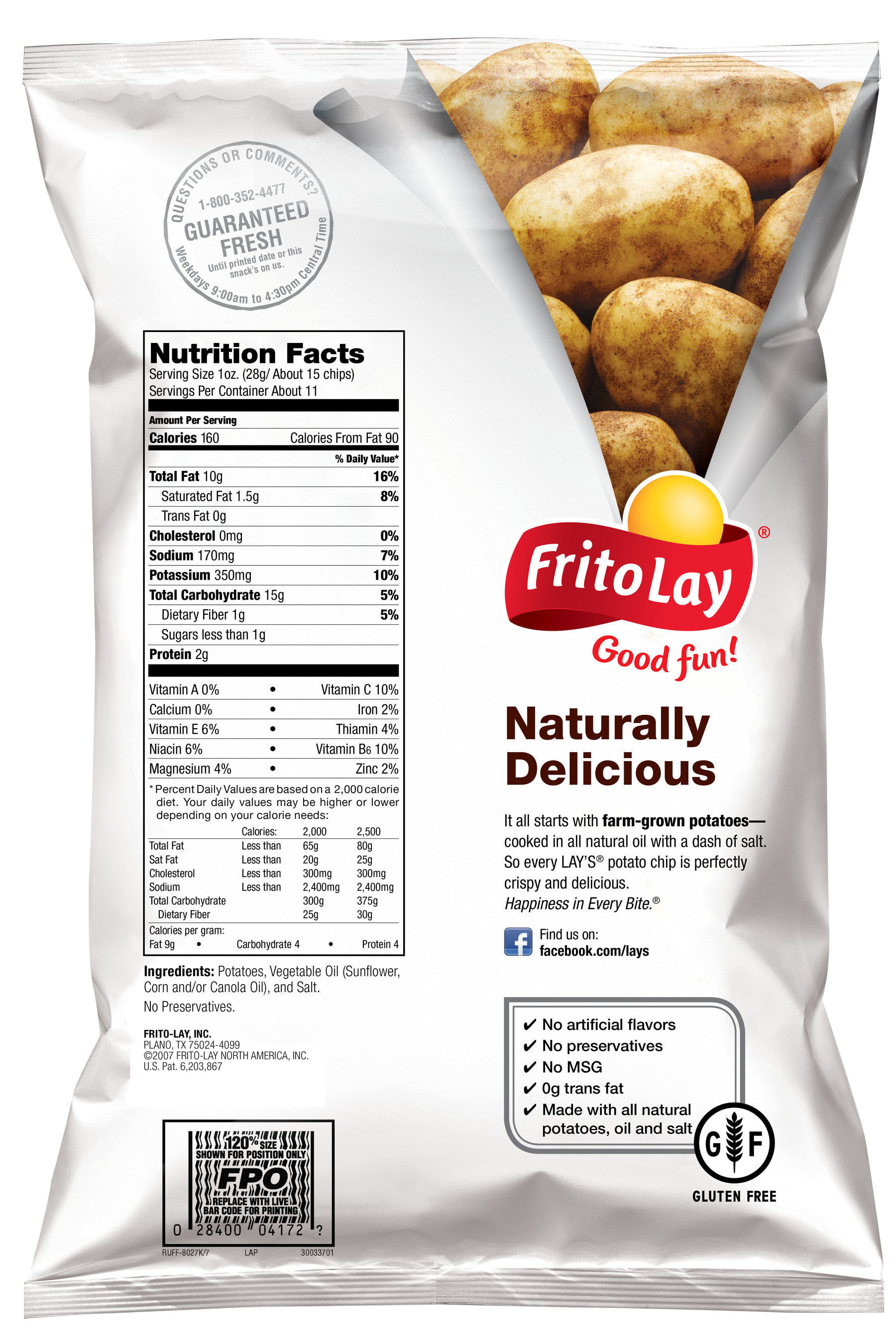 Frito Lay Announces Initiative To Validate And Label Products - Lays chips food label