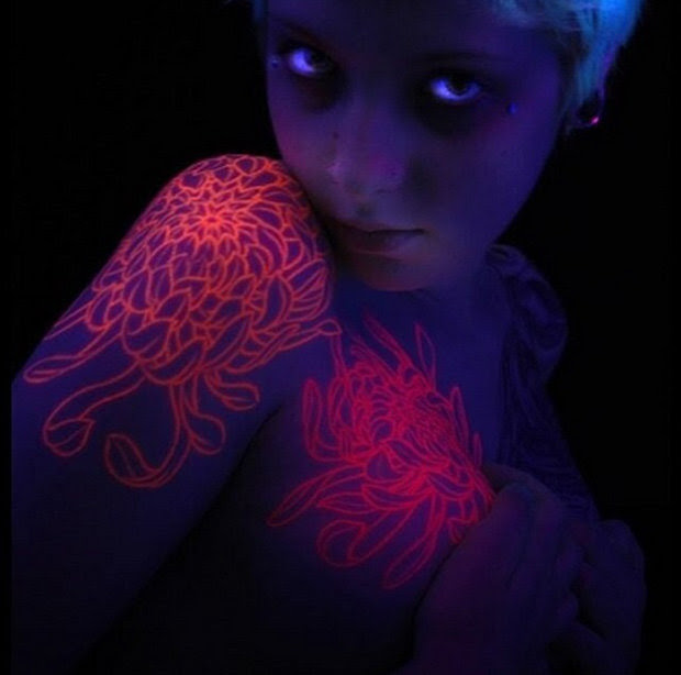 Tattoo ideas and inspiration: Glow in the dark, white ink 