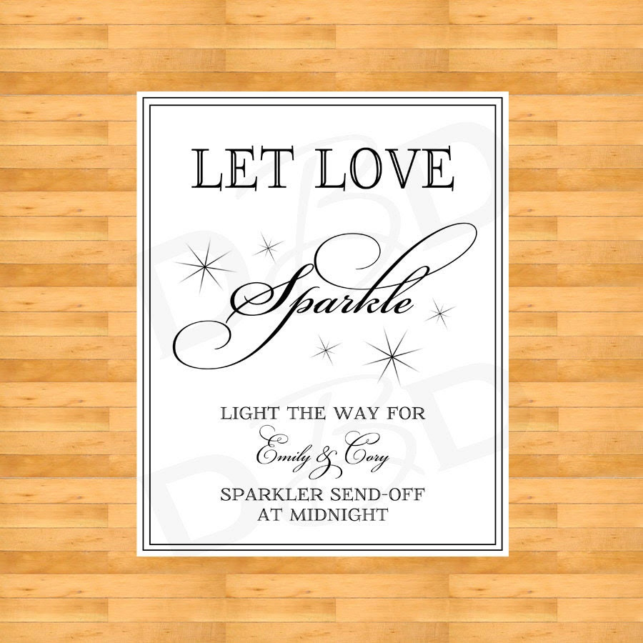 Using Sparkler Sign Posters in Weddings