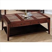 Jofran 711 Series Rectangular Tile Inlay Top Cocktail Table in Amaretto Finish