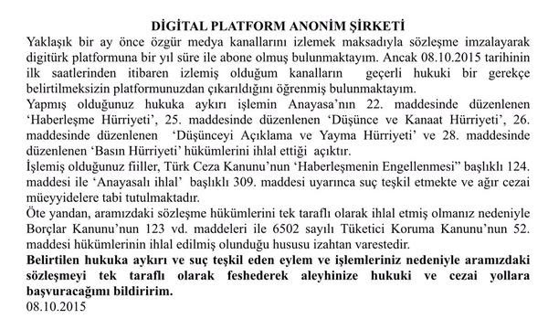 Herhangi Bir Fesih Bedeli Ödemeden Digitürk İptal ...