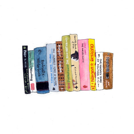  'rows of inspiration', she wanted to record the specific books that have 