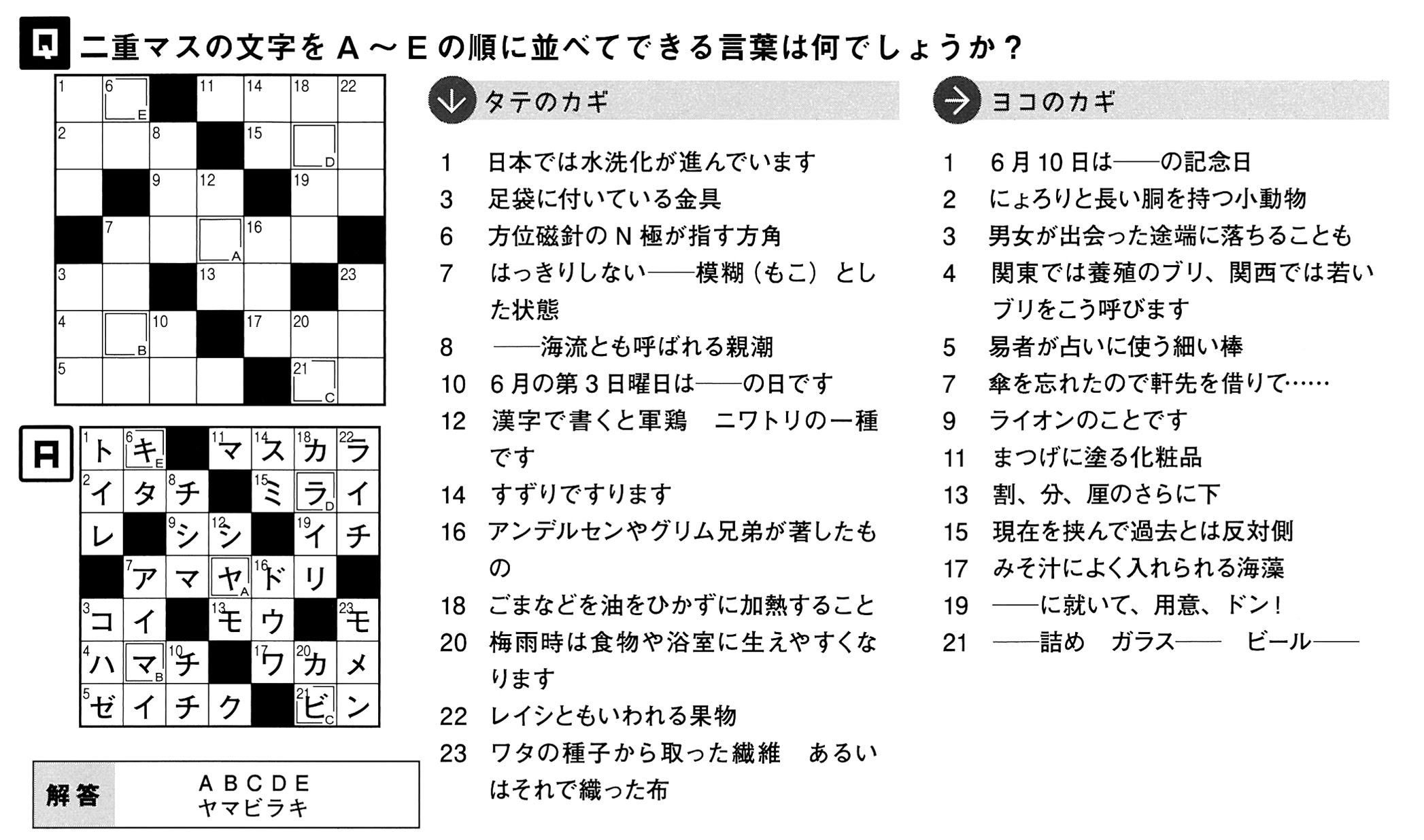ｊａ通信ふるさと 15 6 Vol 6 のクロスワードパズルの答え 広報担当ブログ