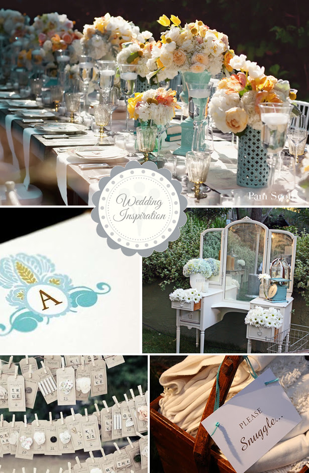 Blue and Creamsicle Shabby Chic Wedding Inspiration Board