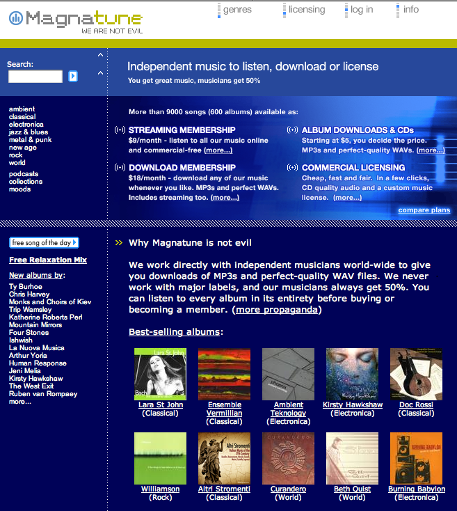 dedicated to listing music