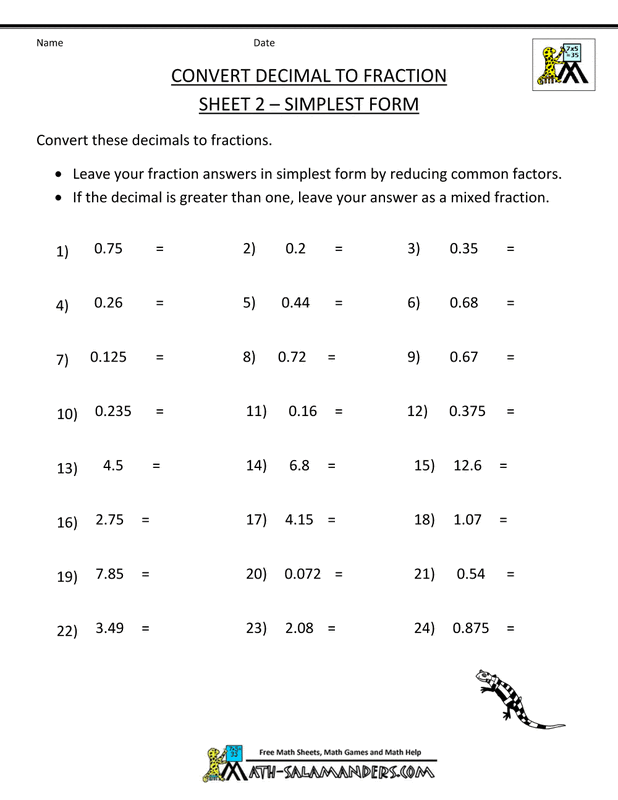 Converting Fractions and Decimals