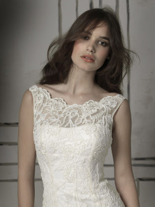 Bateau neck wedding dress