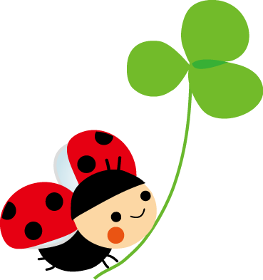 てんとう虫とクローバーのイラスト 無料イラスト フリー素材