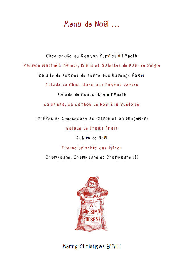 Menu de Noël rouge