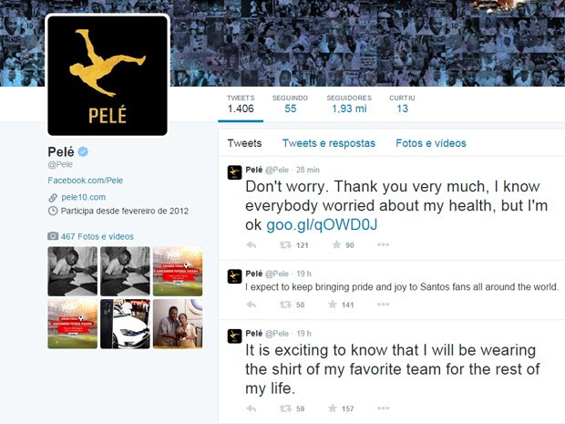 Pelé publica post no Twitter  (Foto: Reprodução Twitter )