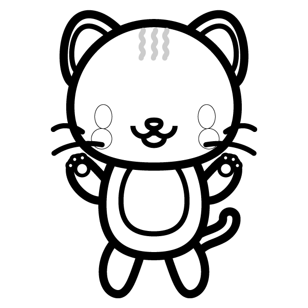 塗り絵に最適な白黒でかわいい猫の無料イラスト 商用フリー オイデ43