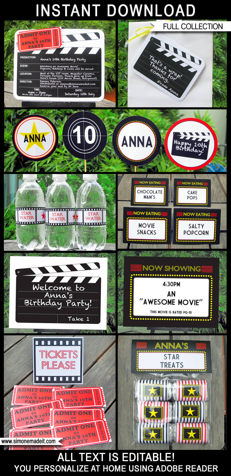 Movie Party Printables, Invitations & Decorations