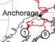 Alaska Roads and Cities Map