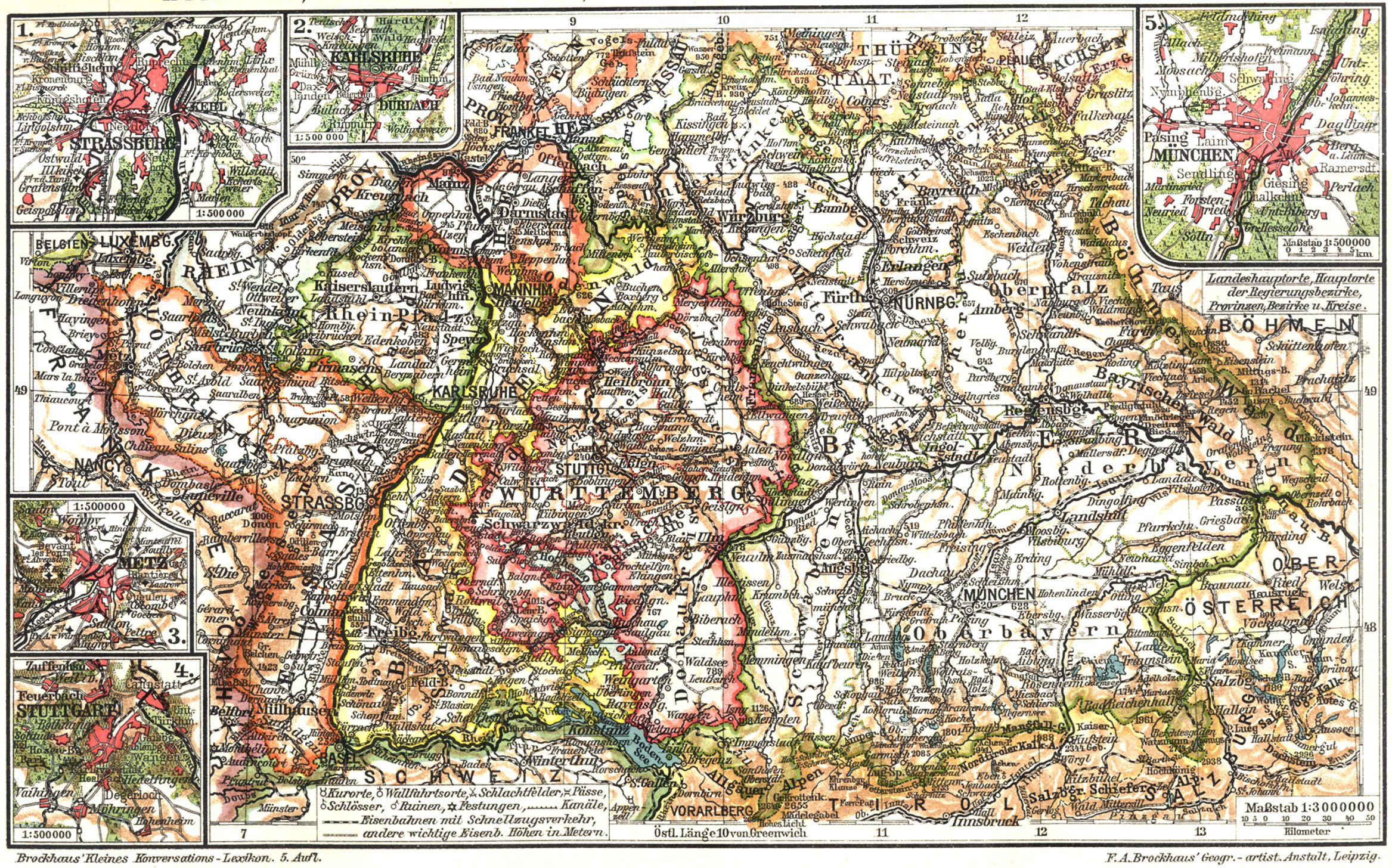 Bayern Wurttemberg Baden Und Elsass Lothringen I Karten Zeno Org