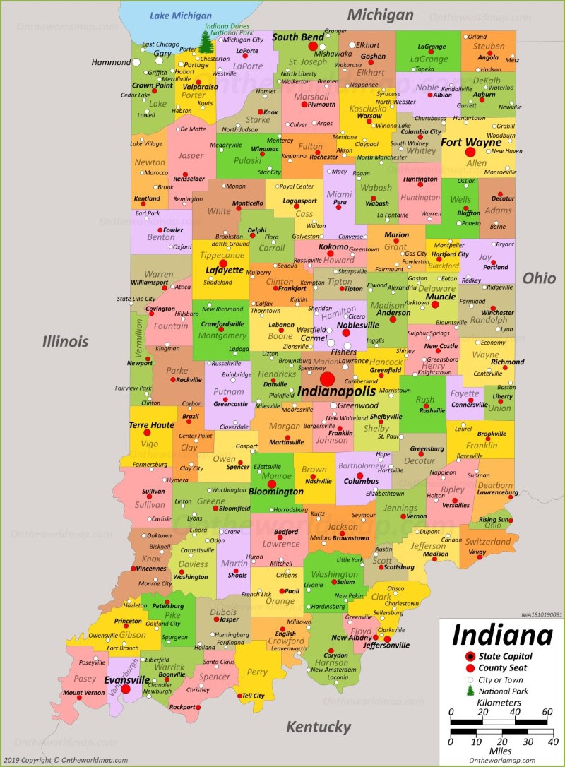 State Map Of Indiana Indiana State Map | USA | Maps of Indiana (IN)