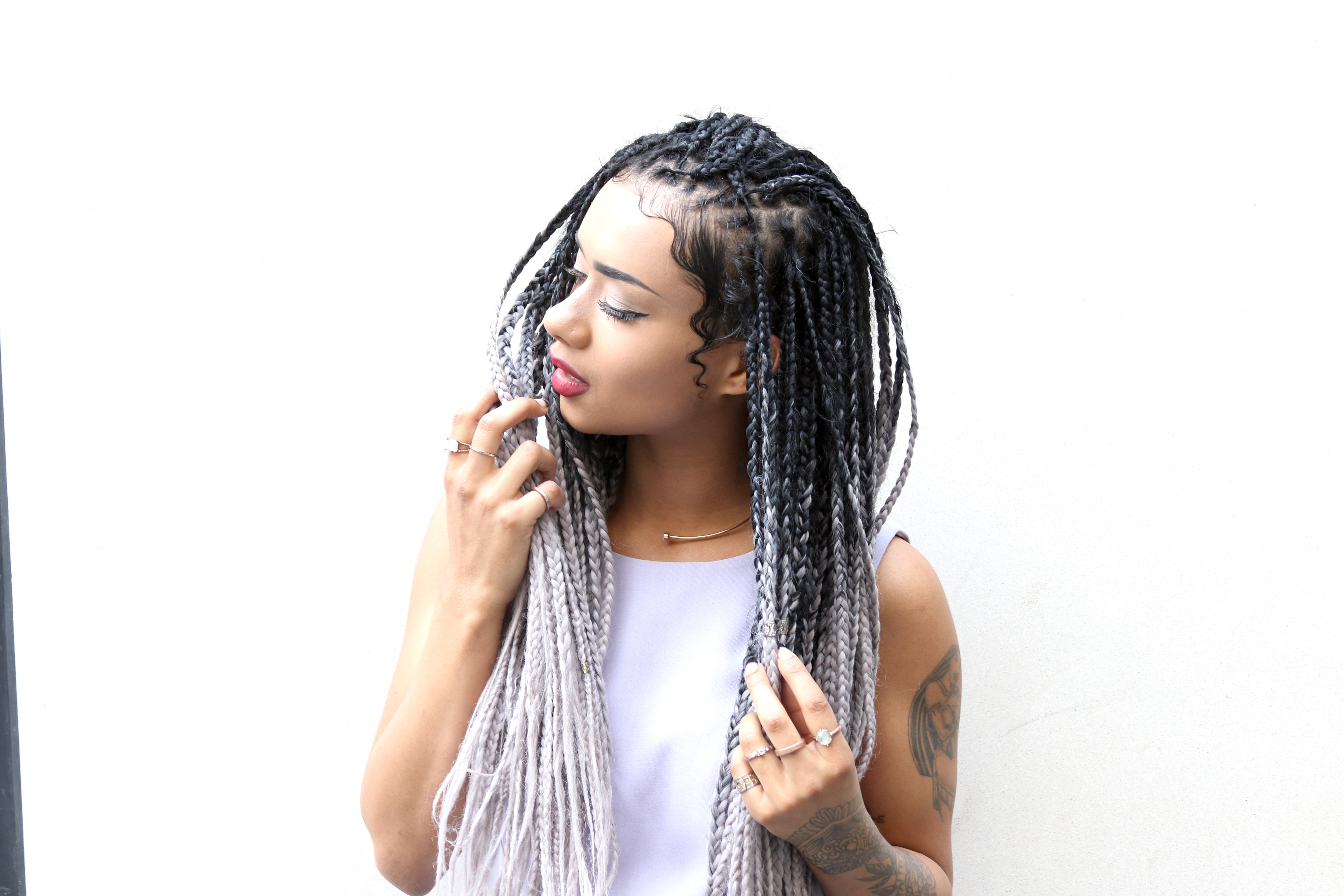 Catface Hair Black Grey Ombre Jumbo Braiding Hair