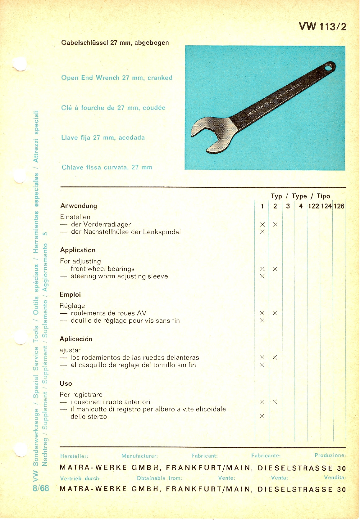 113/2, Open End Wrench 27 mm,