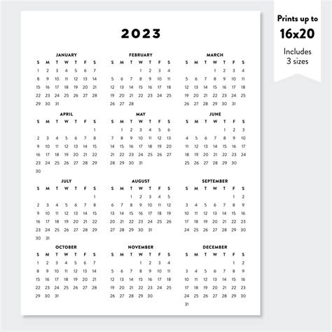  printable 2023 calendar one page world of printables 2023 minimalist