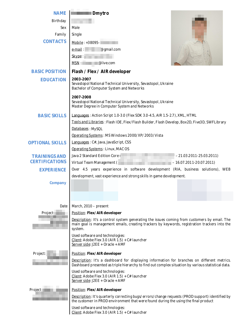 CURRICULUM VITAE VZOR V ANGLICTINE