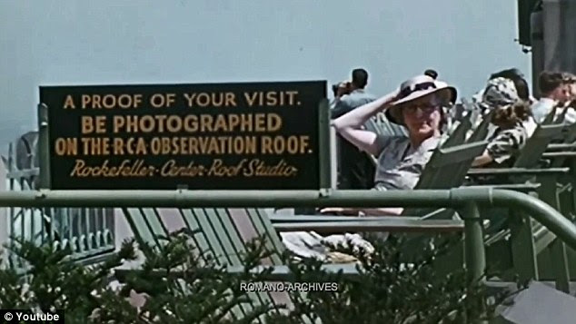 Top of the rock: Tourists enjoy the view from the Rockefeller observation deck in 1939