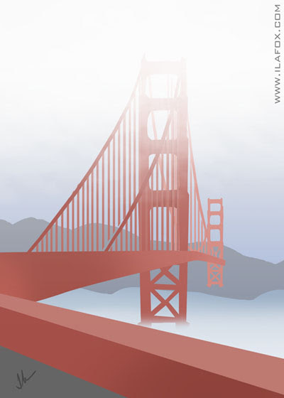 30 Day Drawing Challenge, most recent accomplishment, Desafio dos 30 dias de desenho, a vitória mais recente, pedalar de bicicleta até sausalito, atravessar a Golden Gate, San Francisco, by ila fox