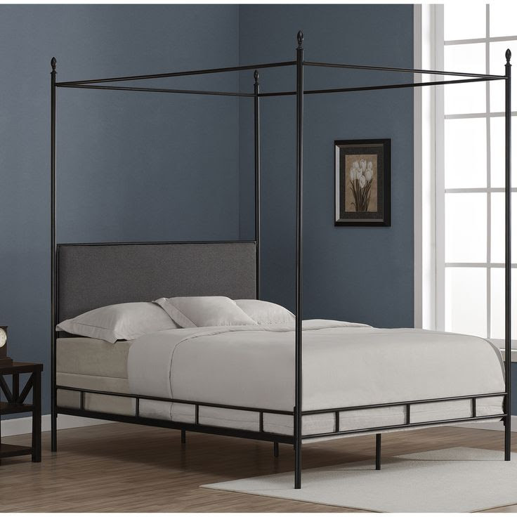 Lauren Grey Upholstered Queen-size Canopy Bed | Overstock.com Shopping ...