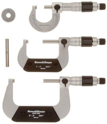 Brown & Sharpe 599-181-901 Chrome Frame Outside Micrometer Set, 0-3