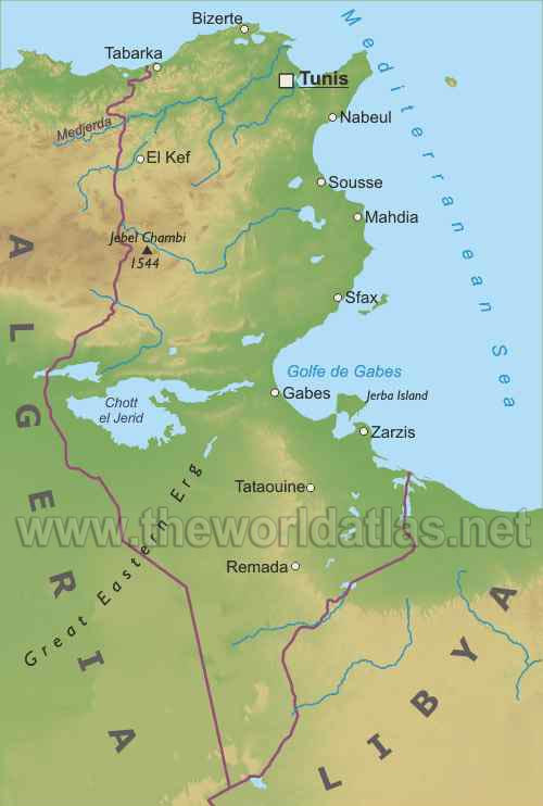 World map > Africa Map > Tunisia Map.