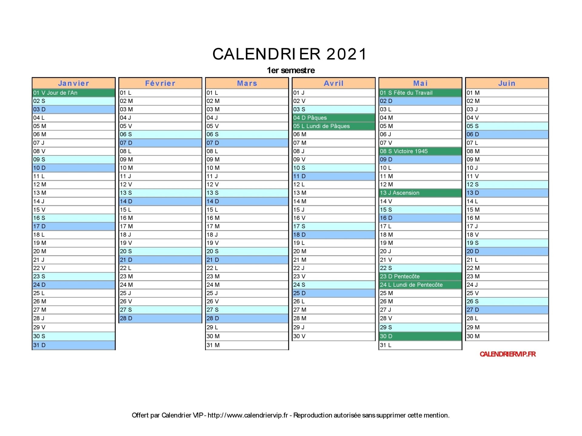 calendrier 2021 à imprimer gratuit en pdf et excel
