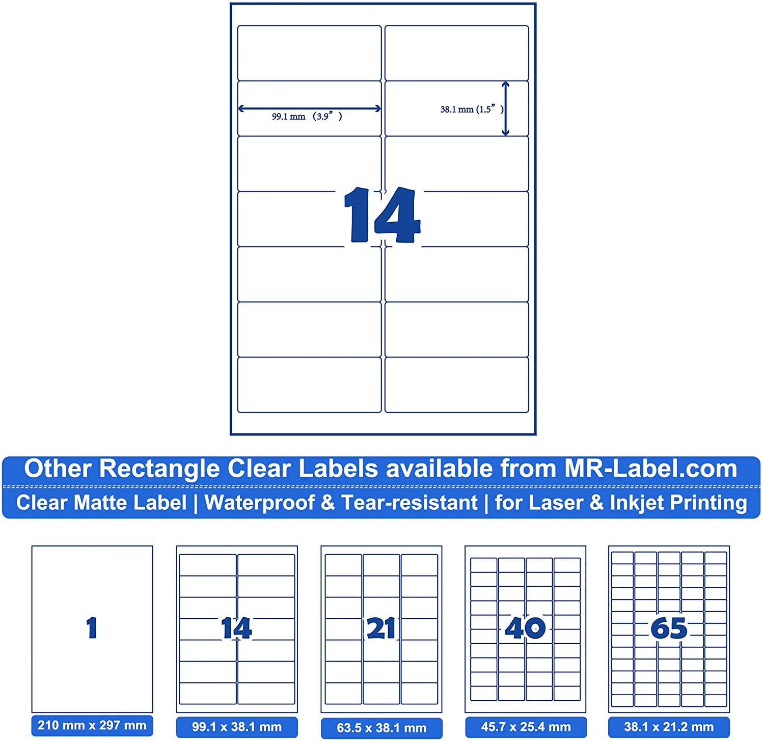 Mr-Label 99.1 x 38.1mm Translucent Shipping Address Labels ...