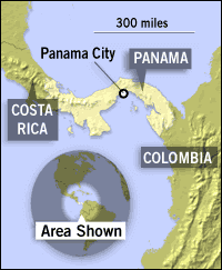 Map of Panama and the surrounding area