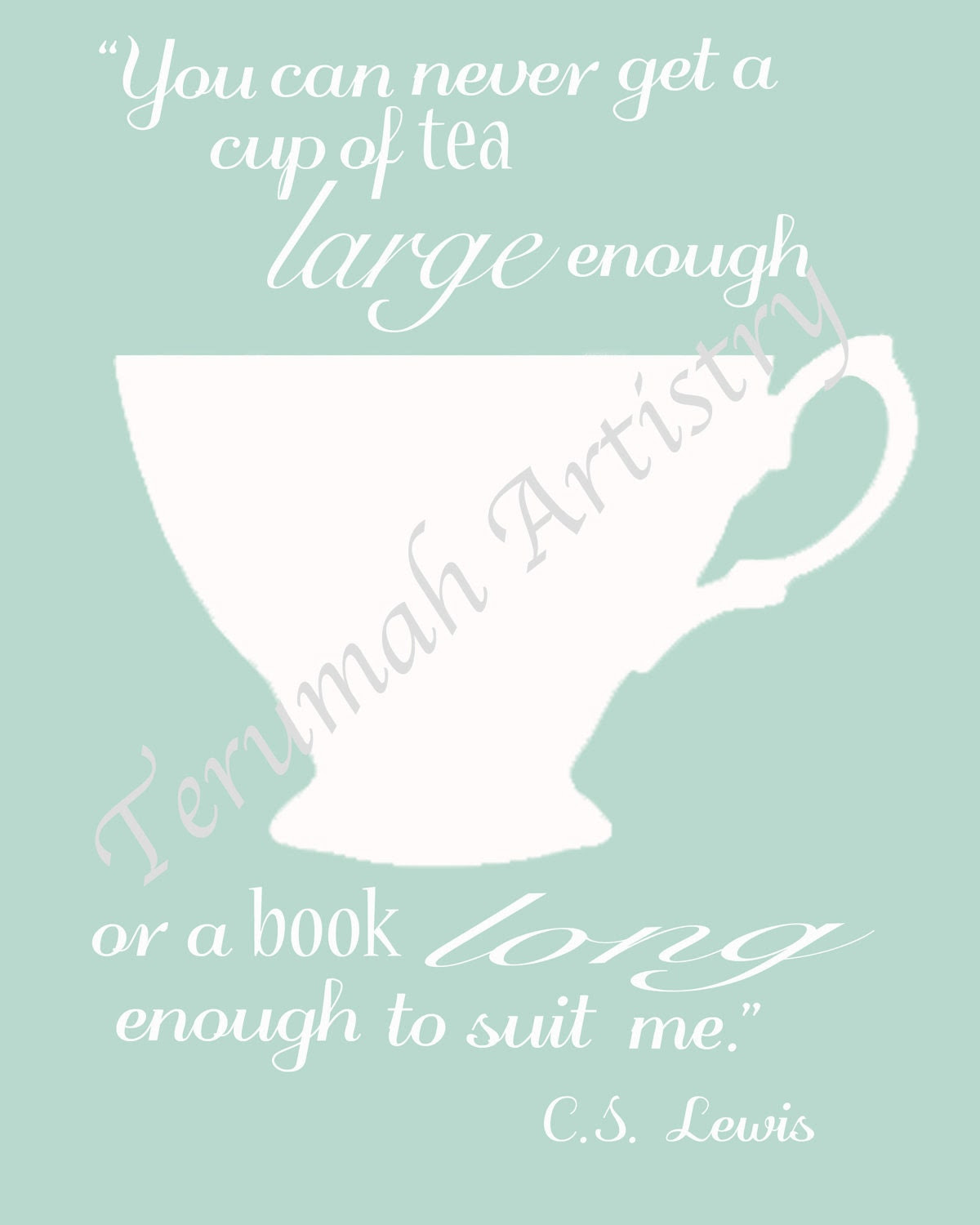 Cup of Tea Printable (sea foam) - littlehouseATL