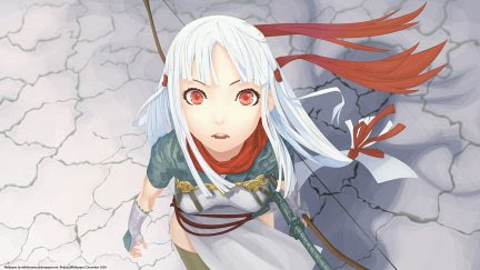 Anime Girl With Long White Hair And Red Eyes