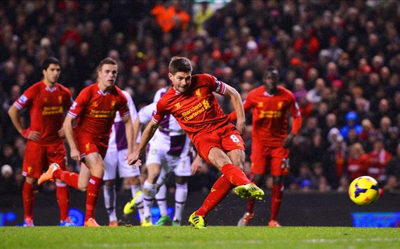 Steven Gerrard Liverpool v Aston Villa English Premier League 01182014