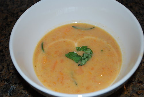 Sweet Potato Soup with Fresh Thyme and Basil