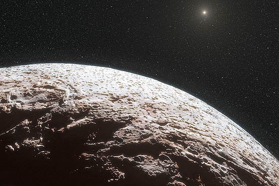 Concepção artística do planeta anão Makemake