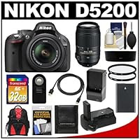 Nikon D5200 Digital SLR Camera & 18-55mm G VR DX AF-S Zoom Lens with 55-300mm VR Lens + 32GB Card + Backpack + Grip + Battery & Charger + Filters Kit