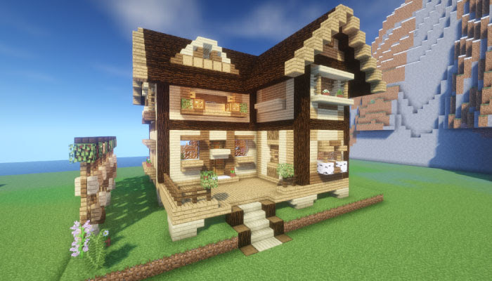 マイクラ 建築初心者でも作れる 木2種類のオシャレな家の作り方を紹介 マイクラモール